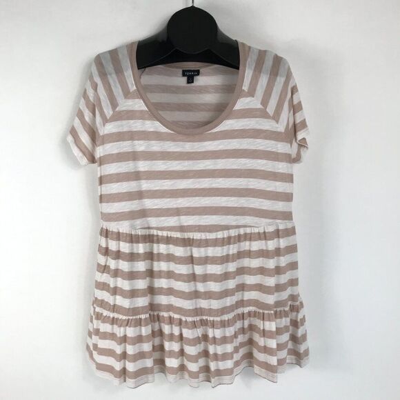 Torrid Babydoll Slub Scoop Neck Tiered Top Women's Plus Size 1/1X Striped Casual - Picture 1 of 12